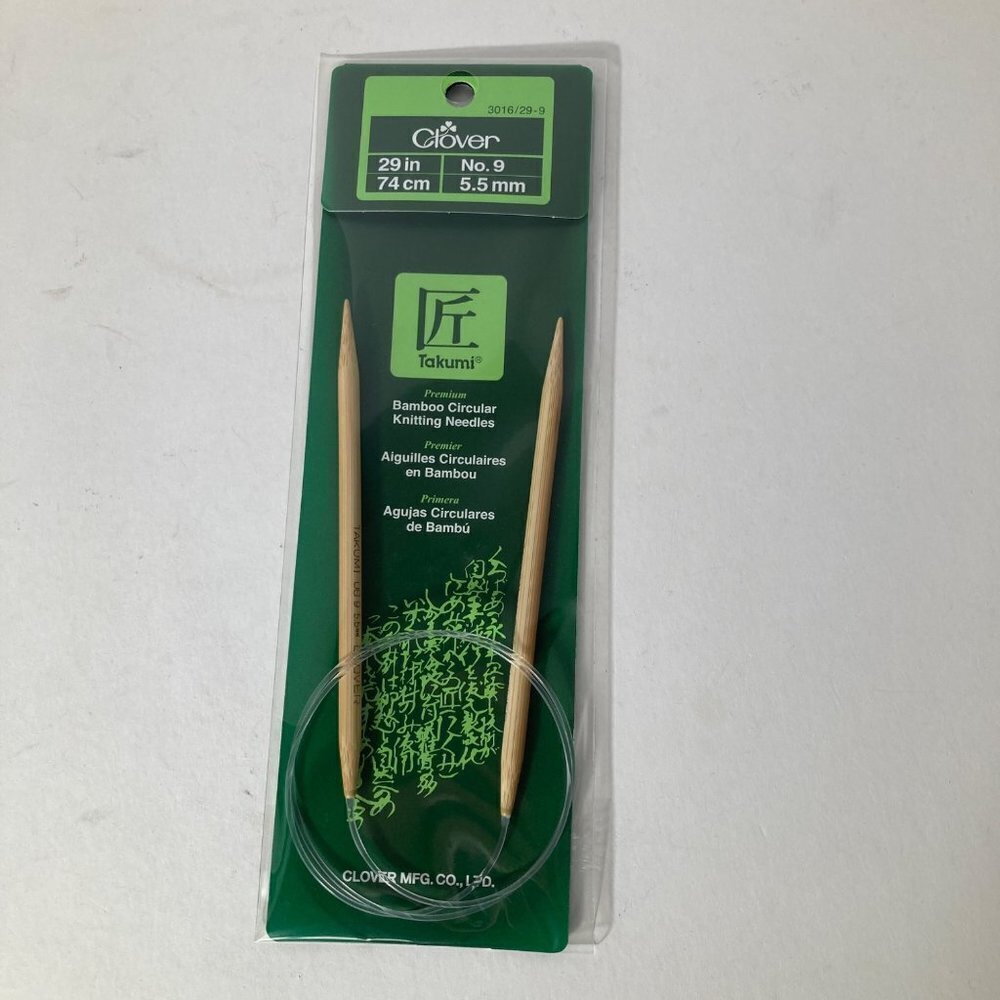 Clover Takumi Bamboo Wood Circular Knitting Needles 29"‎ No 9 New
